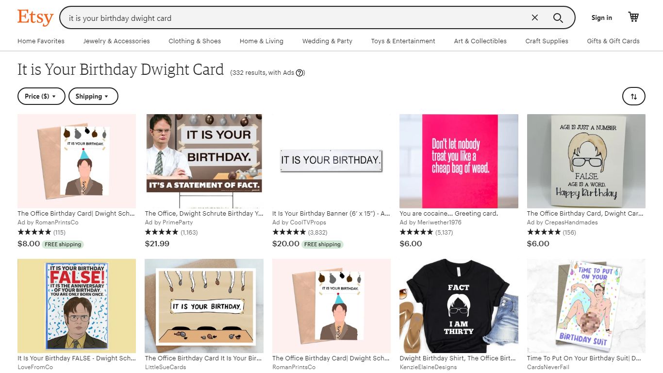 It is your birthday dwight card | Etsy